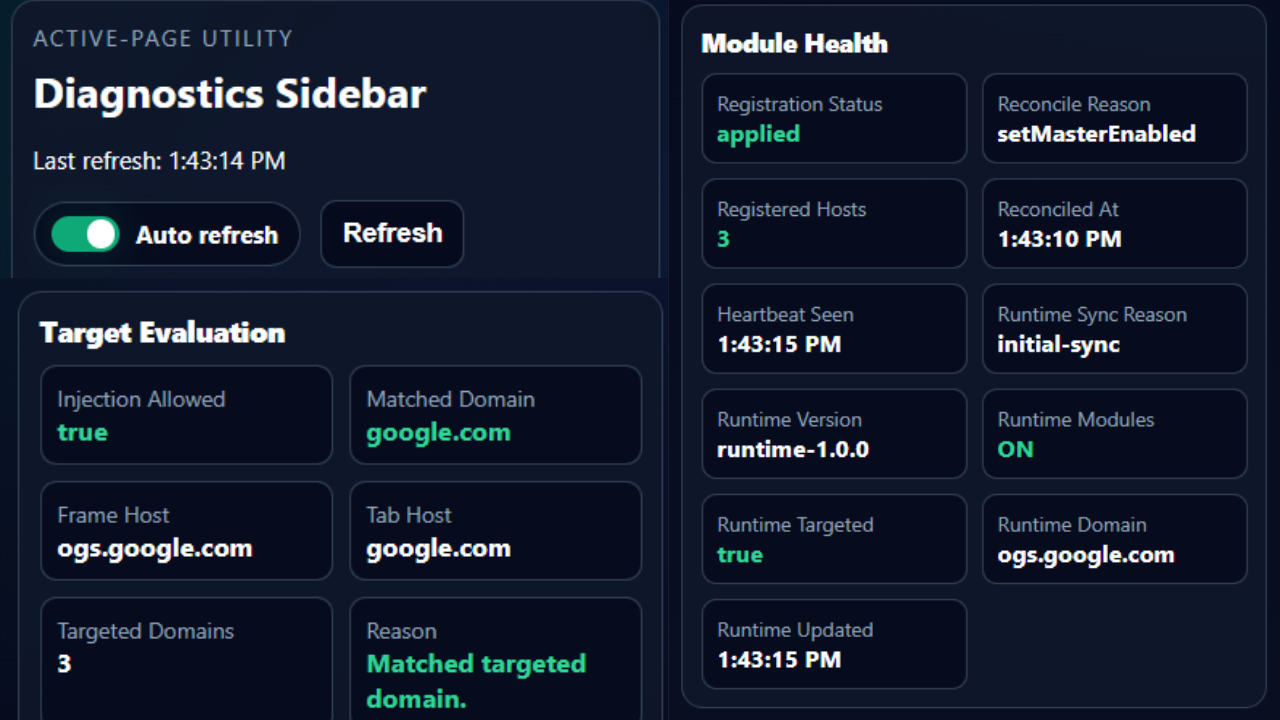 Diagnostics Sidebar